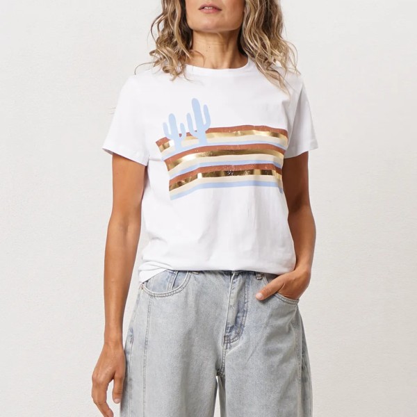 tshirt em algodão c/ elastano + estampa
