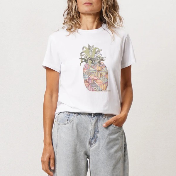 tshirt em algodão c/ elastano + estampa