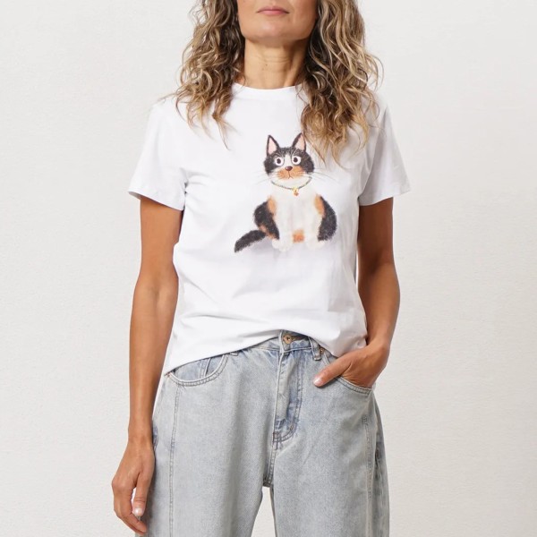 tshirt em algodão c/ elastano + estampa