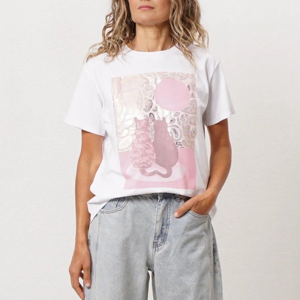 tshirt em algodão c/ elastano + estampa
