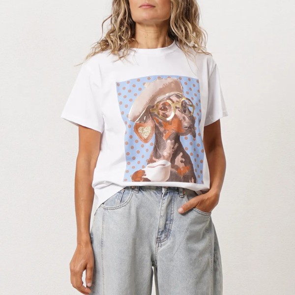 tshirt em algodão c/ elastano + estampa