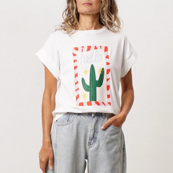 tshirt vintage em algodão c/ elastano + estampa