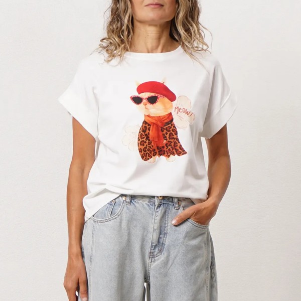 tshirt vintage em algodão c/ elastano + estampa
