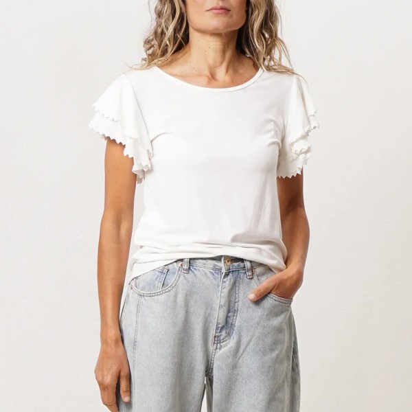 tshirt c/ folhos em viscose c/ elastano