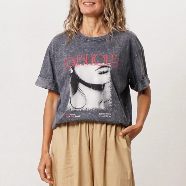 tshirt vintage em algodão c/ estampa (brilho)