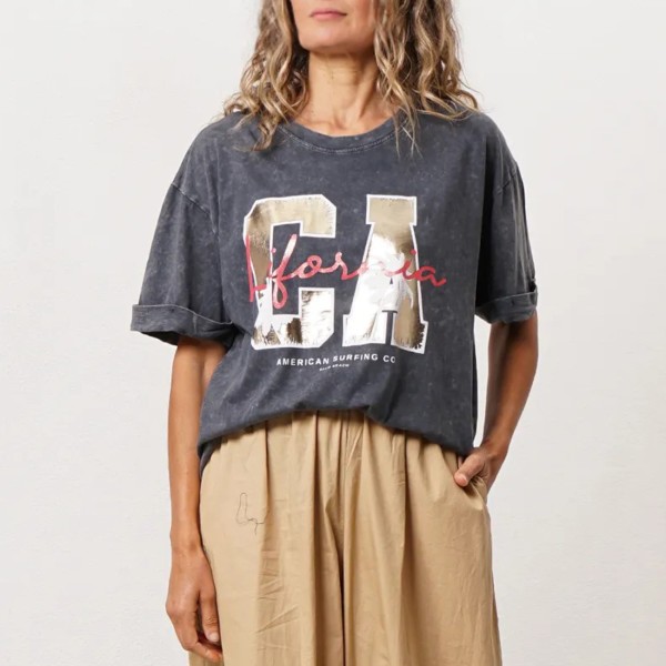 tshirt vintage em algodão c/ estampa (brilho)