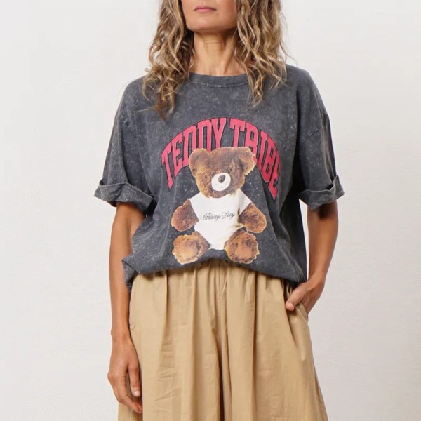 tshirt vintage em algodão c/ estampa (brilho)