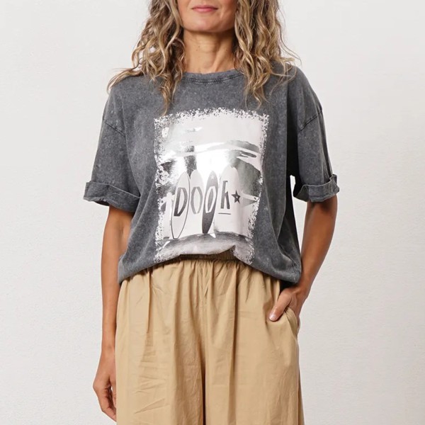 tshirt vintage em algodão c/ estampa (brilho)