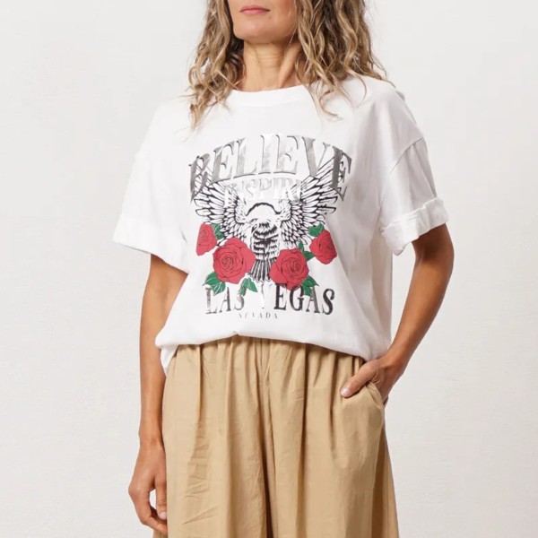 tshirt em algodão vintage c/ estampa (brilho)