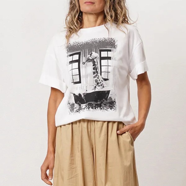 tshirt em algodão vintage c/ estampa (brilho)