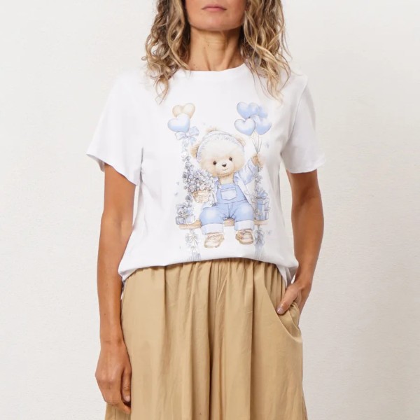 tshirt em algodão c/ estampa e elastano