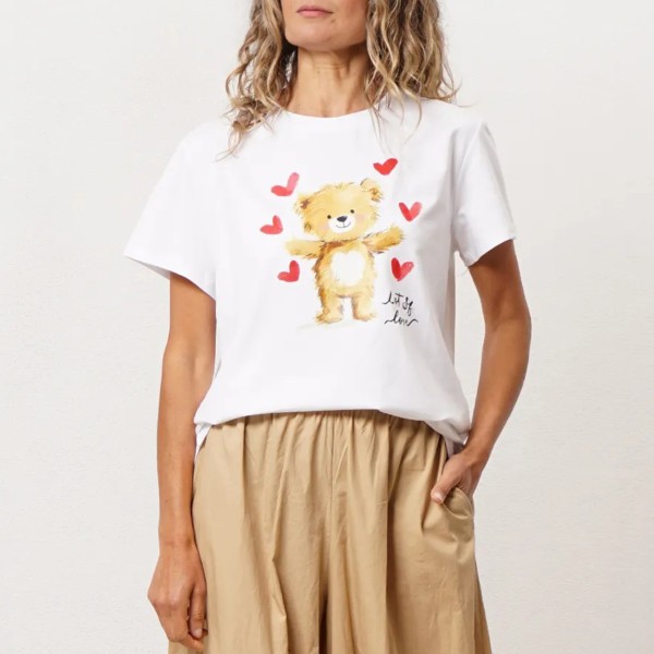 tshirt em algodão c/ estampa e elastano