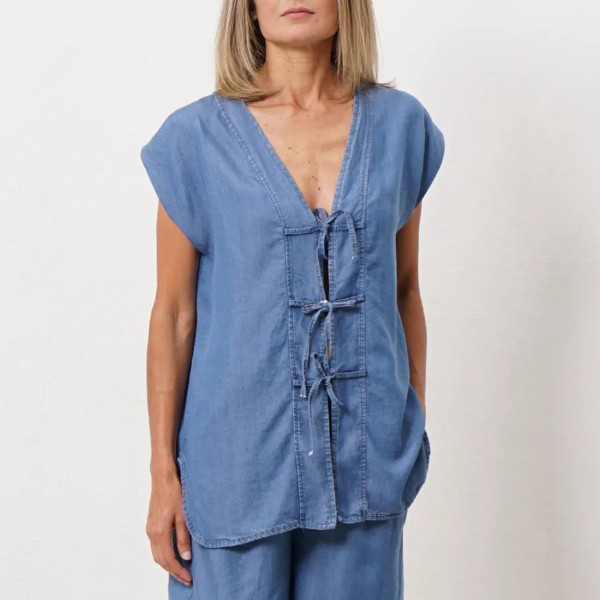 colete de ganga c/ atilhos (100% tencel)