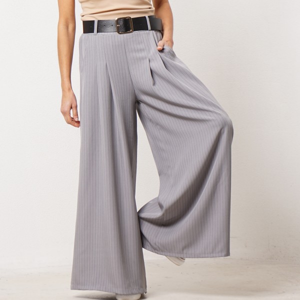 calça de riscas pata de elefante
