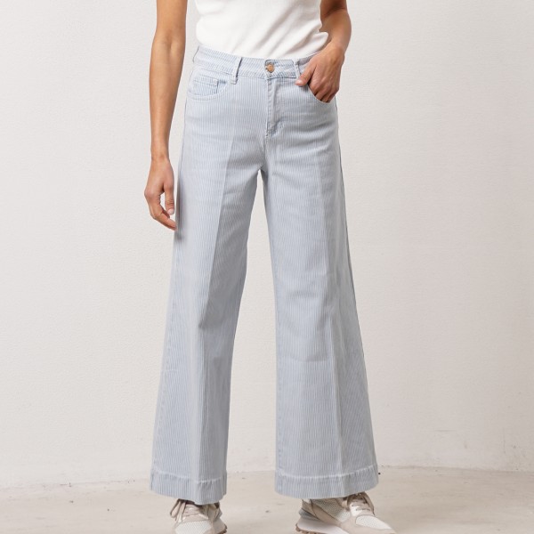 pantalonas de riscas em ganga c/ elastano 