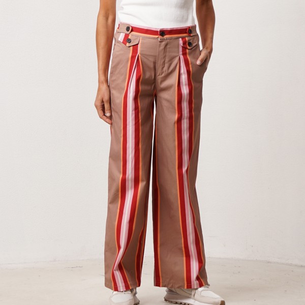 pantalonas de riscas em popelina c/ elastano