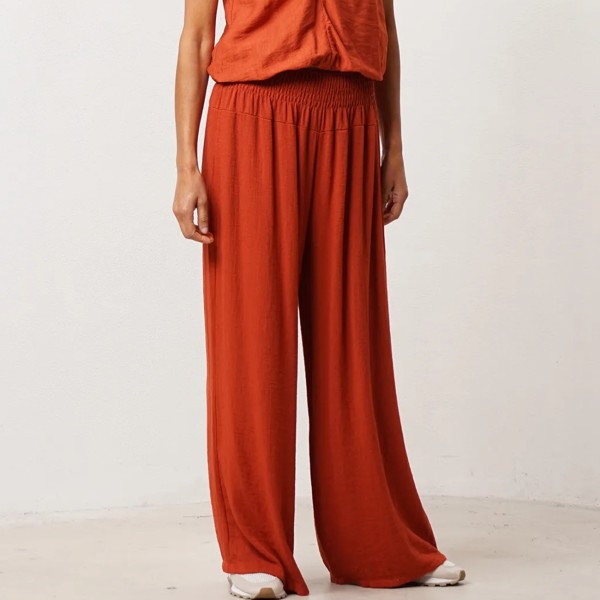 pantalonas em crepe c/ cós franzidos (elásticos)