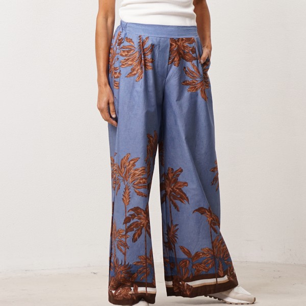 pantalonas estampadas em popelina