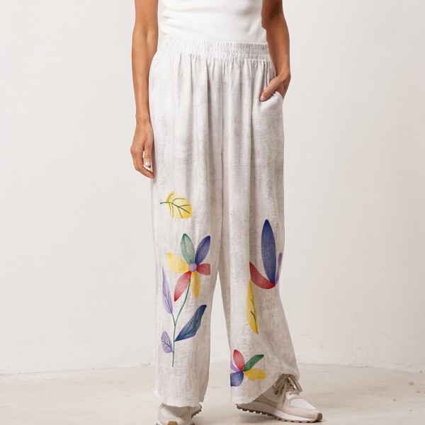 calça pata de elefante c/ bordados