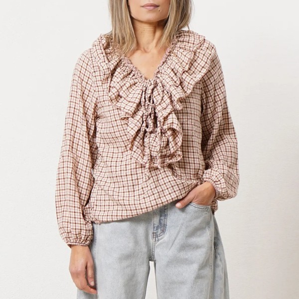 blusa baiela de xadrez c/ folhos 