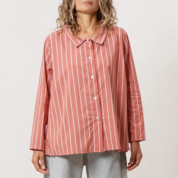 blusa de riscas evasê c/ elastano