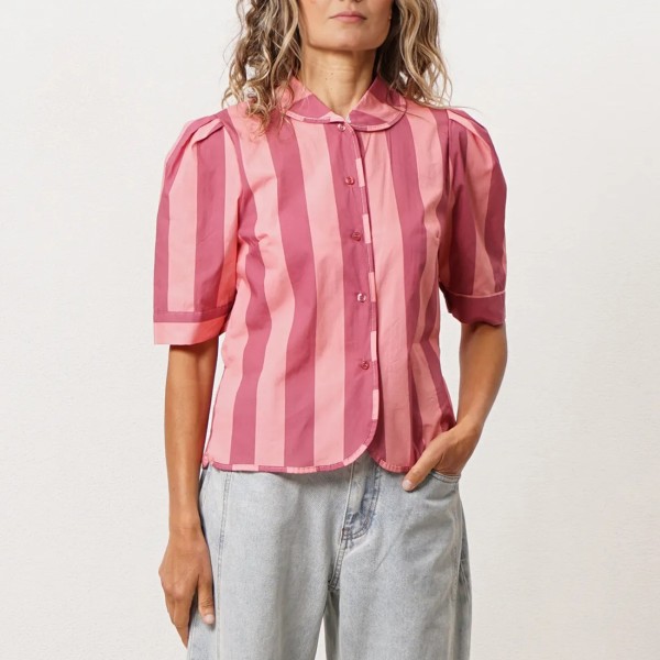 blusa de riscas em popelina
