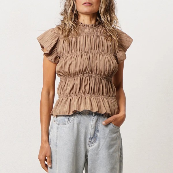blusa de folhos c/ elásticos e franzidos