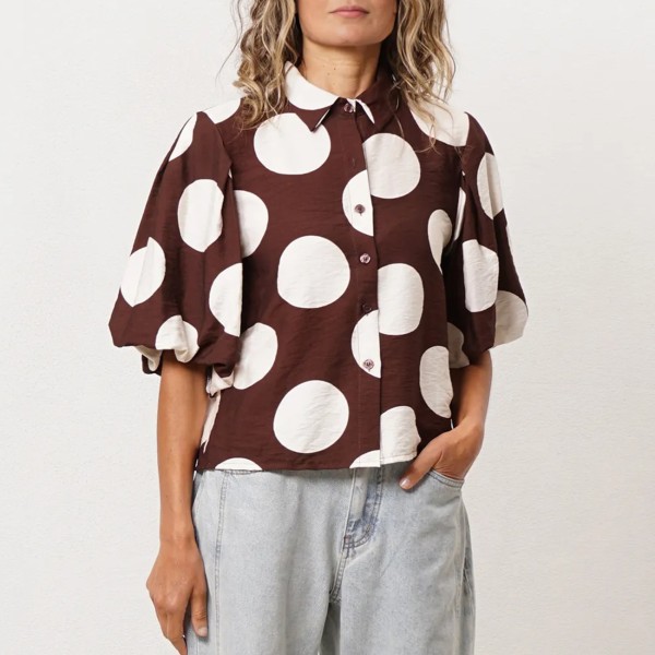 blusa em crepe c/ manga balão