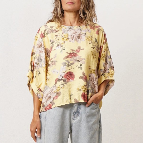 blusa em viscose c/ mangas balão
