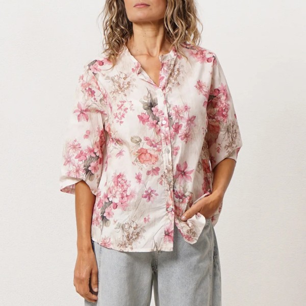 blusa em popelina estampada