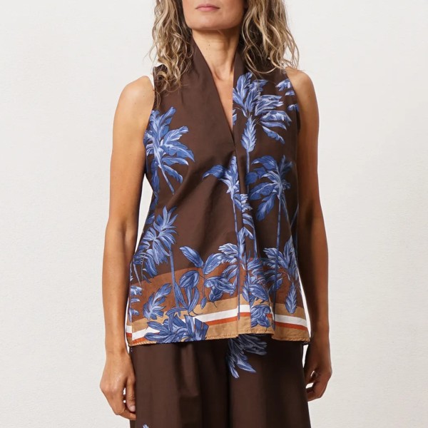 blusa estampada em popelina