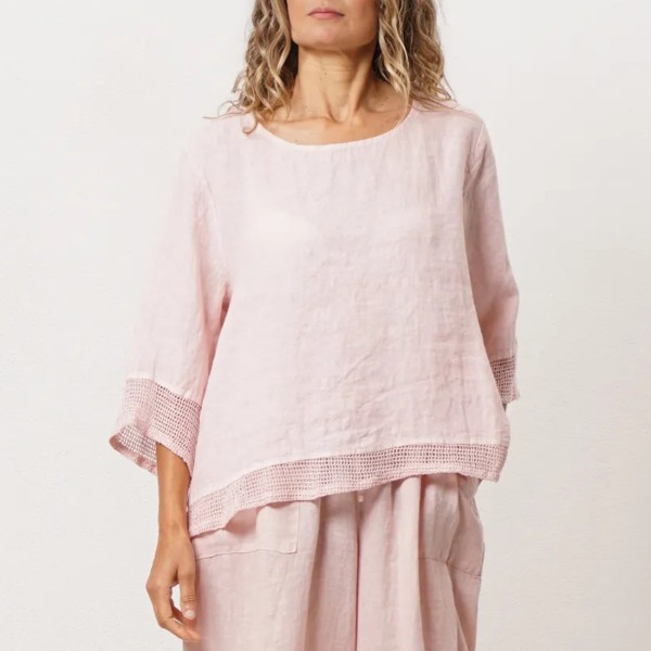 blusa c/ aplicações 100% linho (premium)