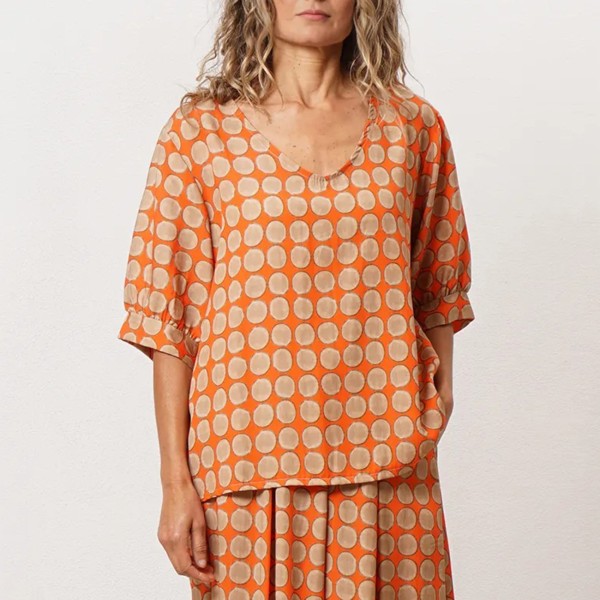 blusa decote em bico c/ punho na manga 100% lyocell (premium)