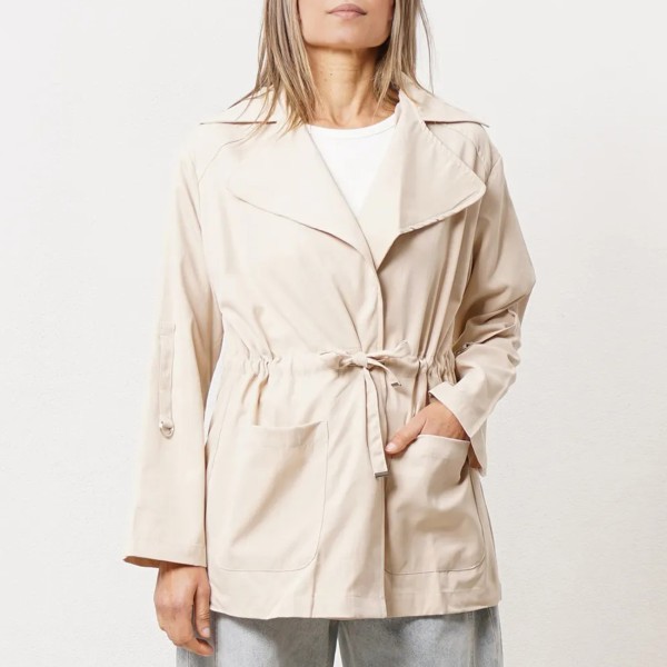 parka em tela ajustável na cintura