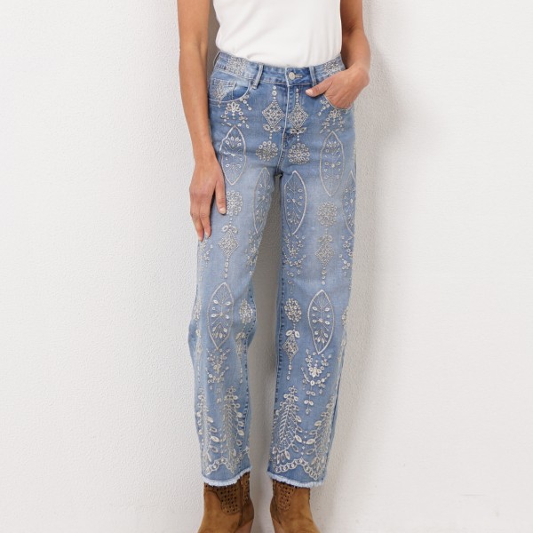 pantalonas bordadas c/ elastano