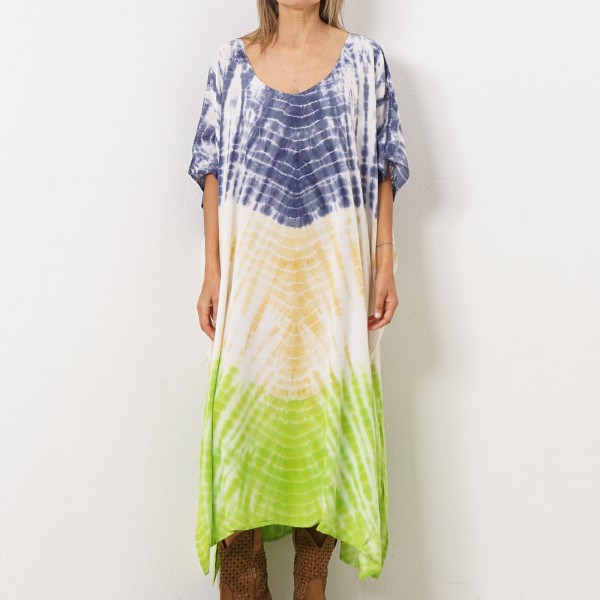vestido tie dye em rayon ( fibra natural-textura suave)