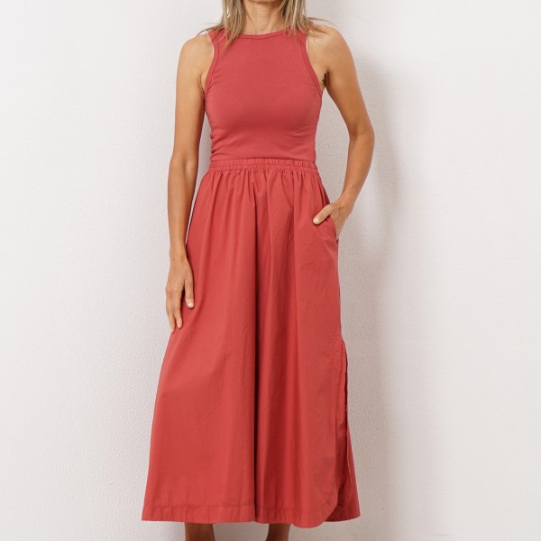 vestido c/ mistura tecidos