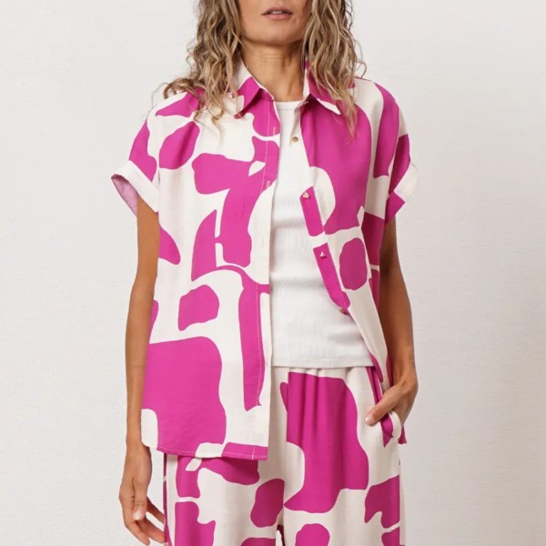 blusa estampada em crepe