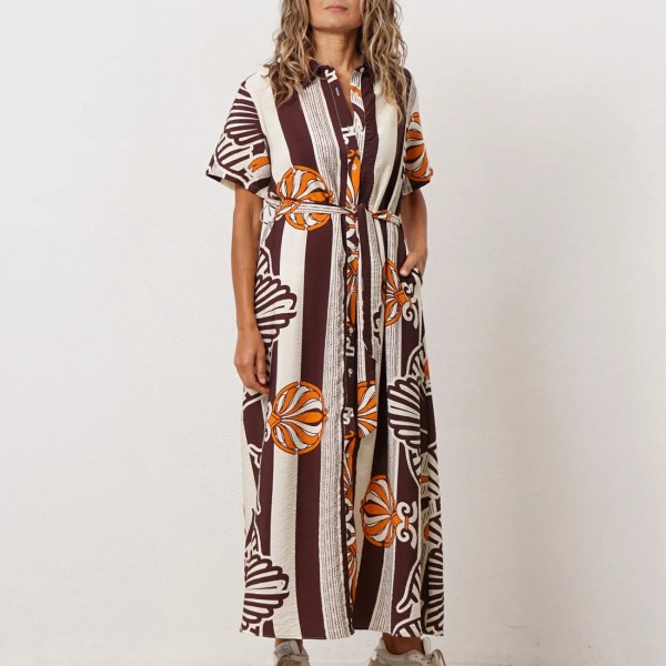 vestido estampado em crepe