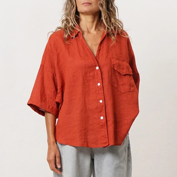 blusa 100% linho c/ bolso (premium)
