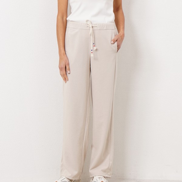 pantalonas de malha canelada c/ atilhos