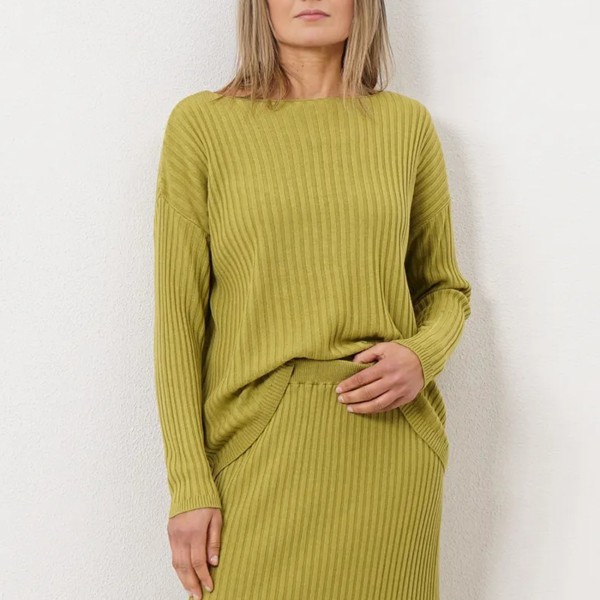 camisola em tricôt canelada