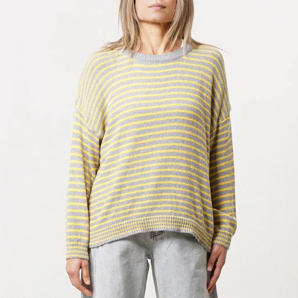 camisola de riscas em tricôt c/ algodão (jacquard) 