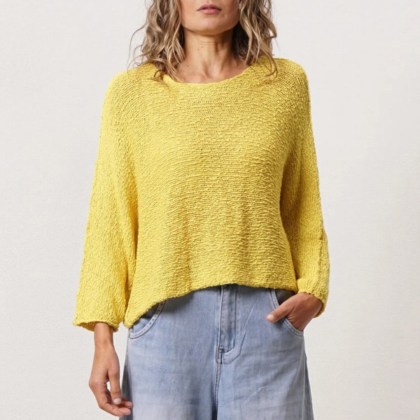 camisola em tricôt de linha de algodão (rústica)