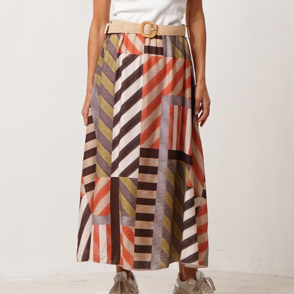 saia evasê (estampado geométrico)