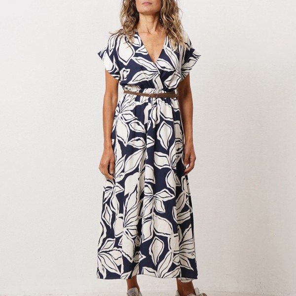 vestido traçado estampado