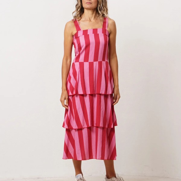 vestido em viscose c/ folhos