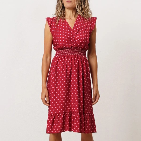 vestido traçado em crepe c/ elástico na cintura