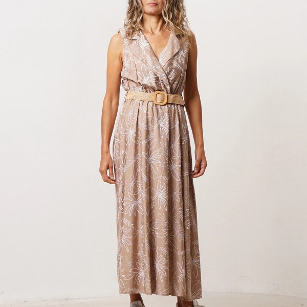 vestido traçado de virados c/ estampado (relevo)