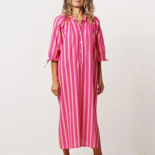 vestido/camiseiro c/ rachas em tela de algodão
